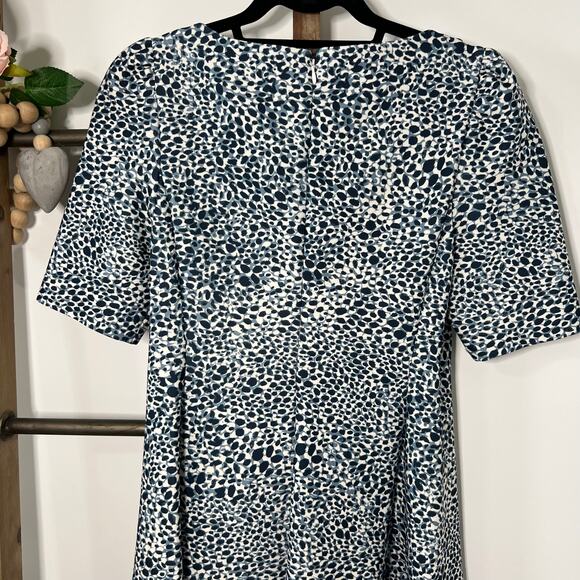 DKNY Blue Black Short Sleeve Above the Knee Work Fit Flare Dress Size 8 - Picture 6 of 9